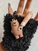 ناخن مصنوعی بلند راسا طرح خرس تدی رنگ شیری قهوه ای