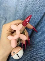 ناخن مصنوعی تیز بلند راسا مدل قلب ریز رنگ سرخابی