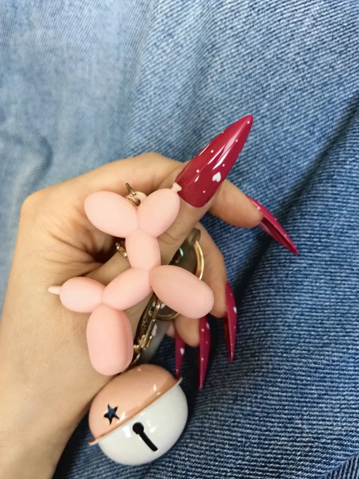 ناخن مصنوعی تیز بلند راسا مدل قلب ریز رنگ سرخابی