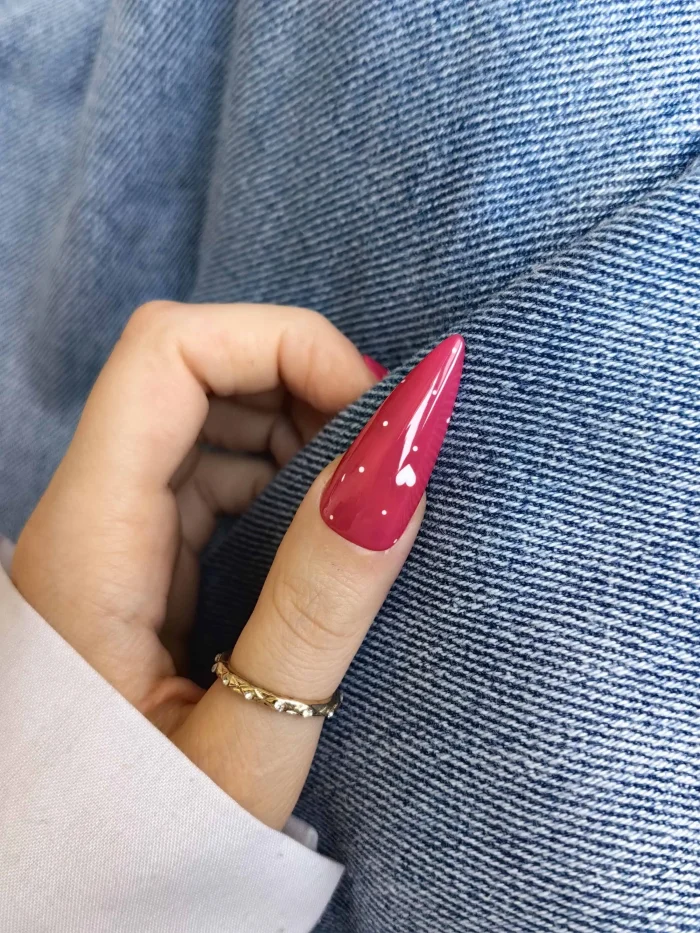 ناخن مصنوعی تیز بلند راسا مدل قلب ریز رنگ سرخابی