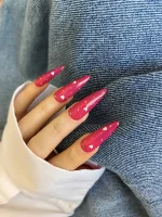 ناخن مصنوعی تیز بلند راسا مدل قلب ریز رنگ سرخابی