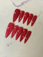 ناخن مصنوعی تیز بلند راسا مدل قلب ریز رنگ سرخابی