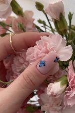 ناخن مصنوعی راسا مدل پروانه ریز آبی رنگ هلویی آبی