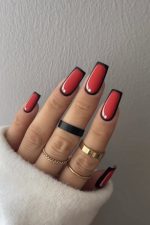 ناخن مصنوعی راسا طرح مینیمال سه بعدی رنگ قرمز مشکی