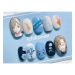 ناخن مصنوعی راسا طرح انیمه دختر رنگ آبی و شیری نارنجی RSH05