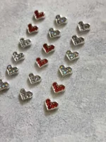 استیکر برجسته ناخن راسا طرح قلب قرمز نقره ای