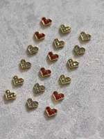 استیکر برجسته ناخن راسا طرح قلب قرمز طلایی نقره ای