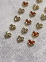 استیکر برجسته ناخن راسا طرح قلب قرمز طلایی نقره ای