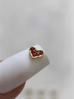 استیکر برجسته ناخن راسا طرح قلب قرمز طلایی نقره ای