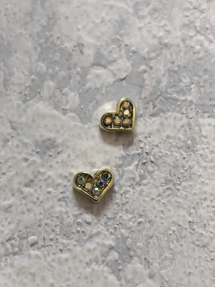 استیکر برجسته ناخن راسا طرح قلب قرمز طلایی نقره ای