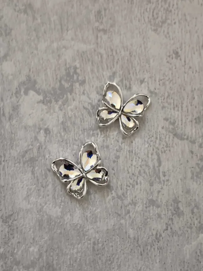 استیکر برجسته ناخن راسا طرح پروانه سرخابی نقره ای