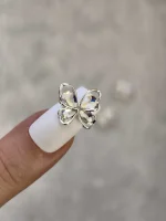 استیکر برجسته ناخن راسا طرح پروانه سرخابی نقره ای