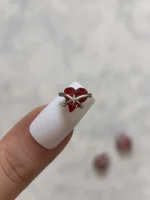 استیکر برجسته ناخن راسا طرح قلب در بند قرمز