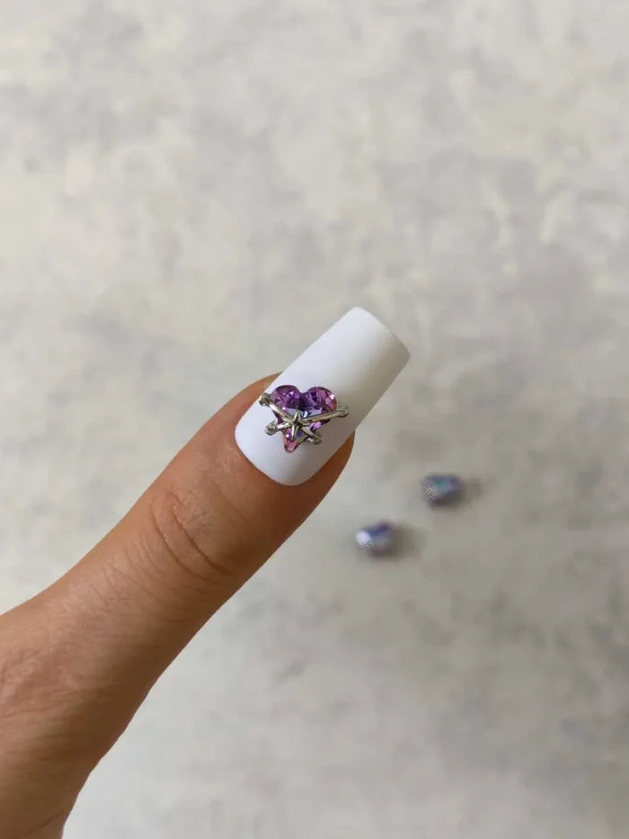 استیکر برجسته ناخن راسا طرح قلب در بند بنفش