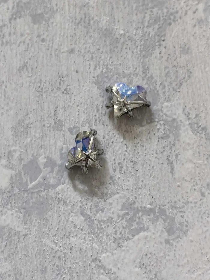 استیکر برجسته ناخن راسا طرح قلب در بند نقره ای