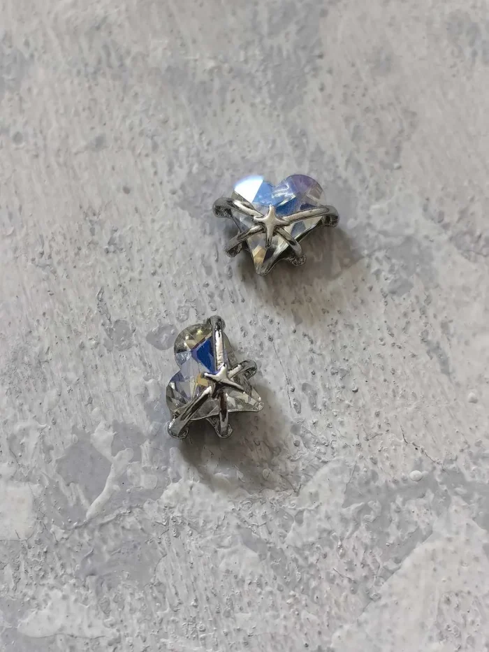 استیکر برجسته ناخن راسا طرح قلب در بند نقره ای