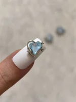 استیکر برجسته ناخن راسا طرح قلب فیروزه ای