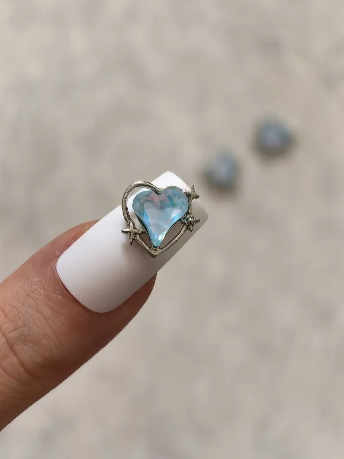 استیکر برجسته ناخن راسا طرح قلب فیروزه ای