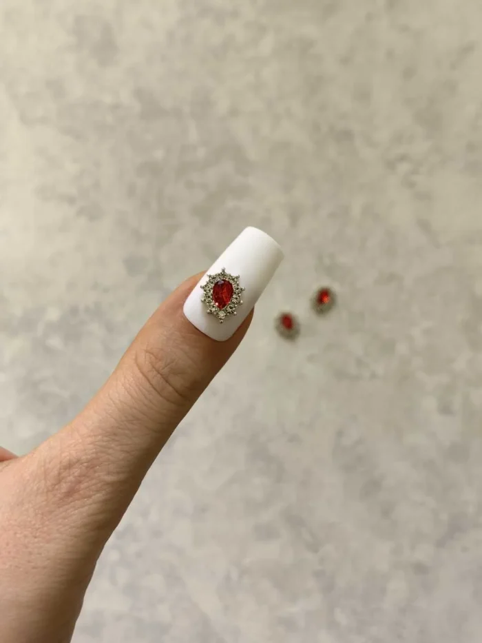 استیکر برجسته ناخن راسا طرح نگین قرمز