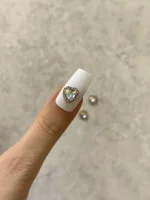 استیکر برجسته ناخن راسا طرح قلب نگین دار شیشه ای