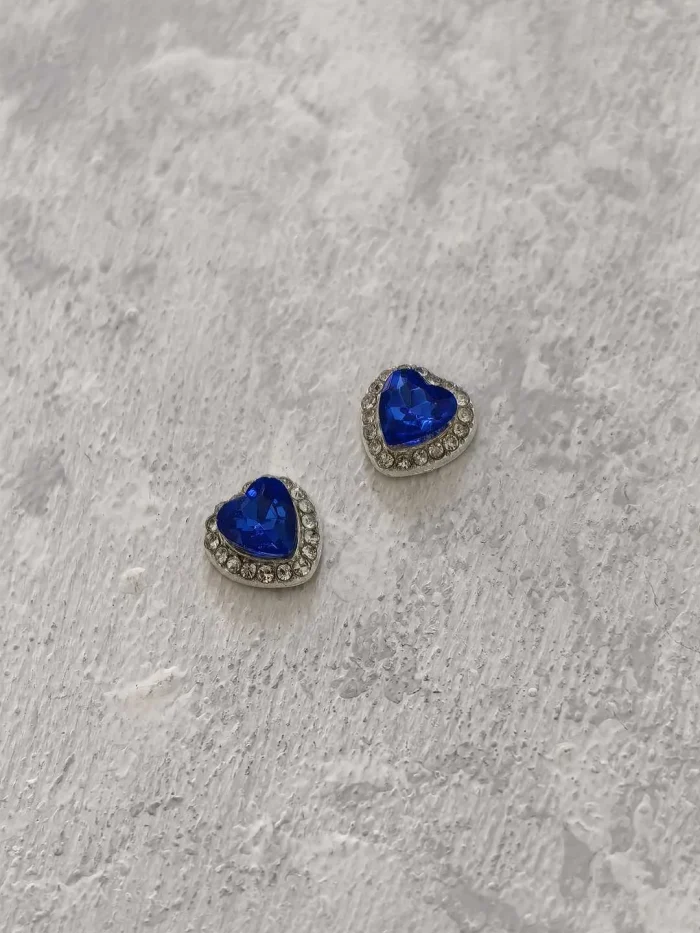 استیکر برجسته ناخن راسا طرح قلب نگین دار آبی