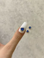 استیکر برجسته ناخن راسا طرح قلب نگین دار آبی