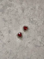 استیکر برجسته ناخن راسا طرح قلب نگین دار قرمز