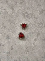 استیکر برجسته ناخن راسا طرح قلب نگین دار قرمز