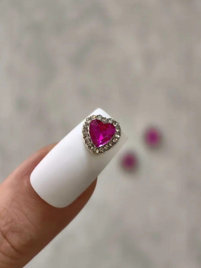 استیکر برجسته ناخن راسا طرح قلب نگین دار بنفش