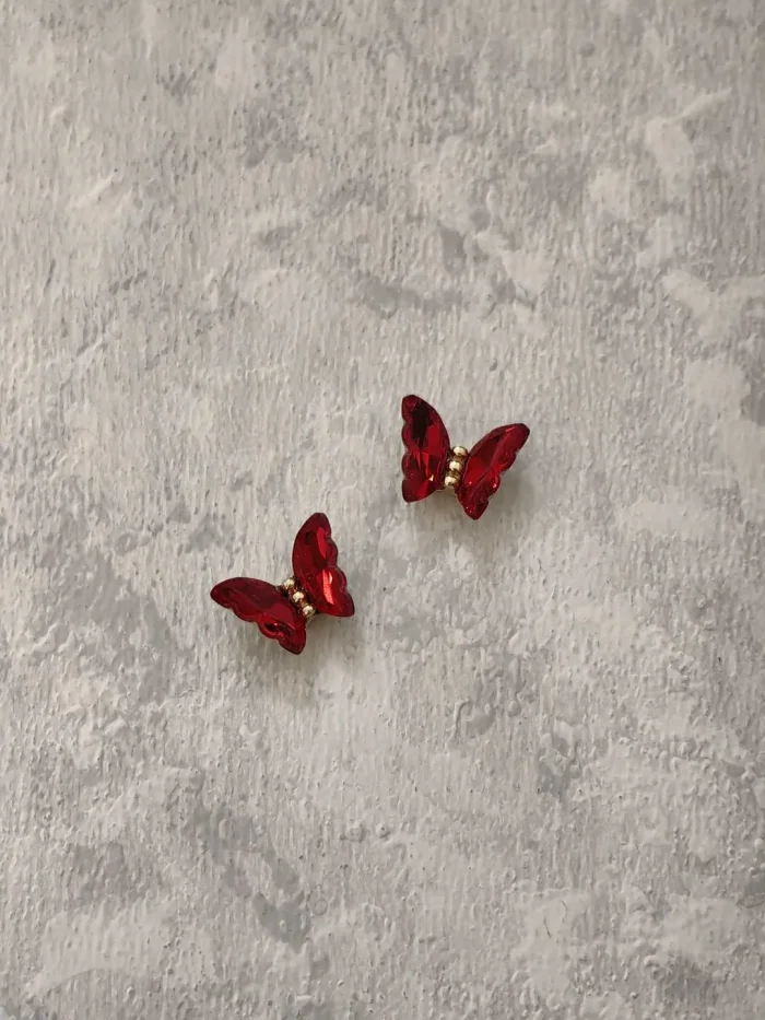 استیکر برجسته ناخن راسا طرح پروانه رنگ قرمز طلایی