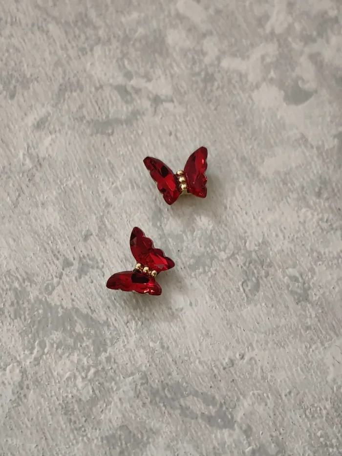 استیکر برجسته ناخن راسا طرح پروانه رنگ قرمز طلایی