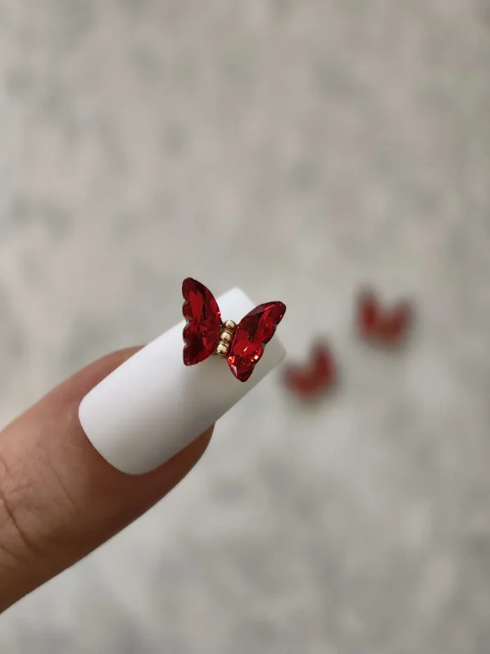 استیکر برجسته ناخن راسا طرح پروانه رنگ قرمز طلایی