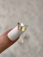 استیکر برجسته ناخن راسا طرح پروانه رنگ قرمز طلایی