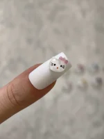 استیکر برجسته ناخن راسا طرح صورت کیتی رنگ سفید صورتی