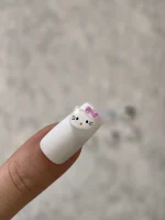 استیکر برجسته ناخن راسا طرح صورت کیتی رنگ سفید سرخابی