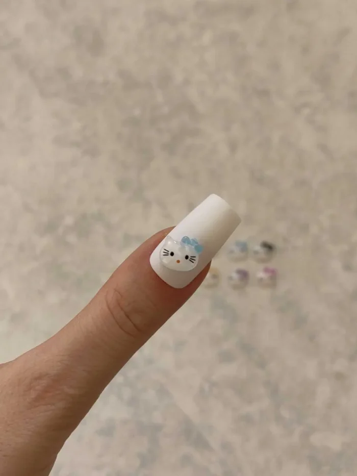 استیکر برجسته ناخن راسا طرح صورت کیتی رنگ آبی