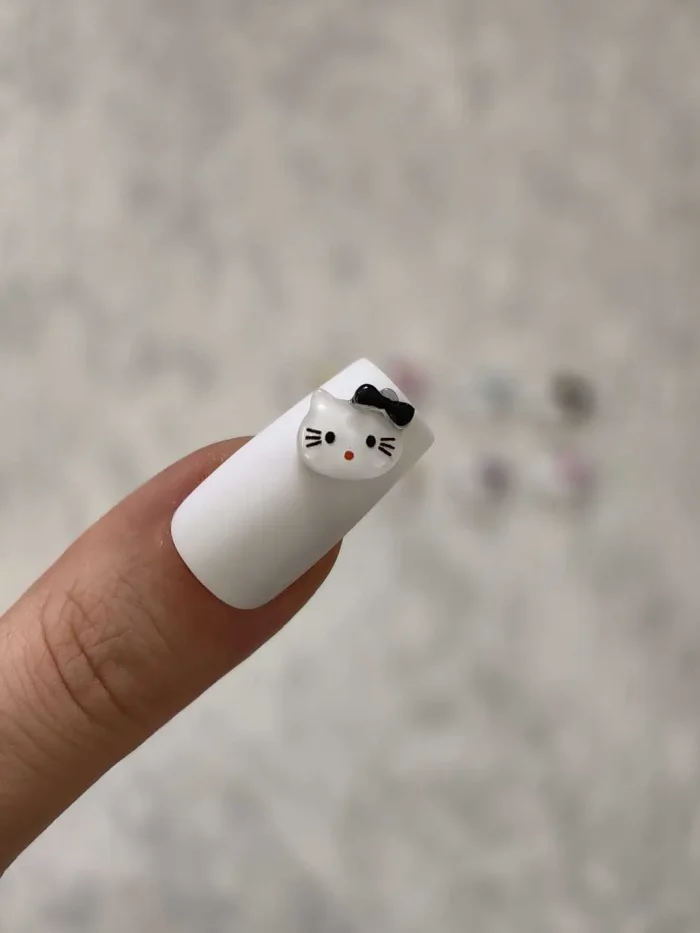 استیکر برجسته ناخن راسا طرح صورت کیتی رنگ مشکی سفید