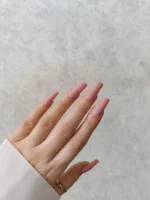 ناخن مصنوعی رنگی ساده راسا رنگ هلویی کرمی نود فرم مربع