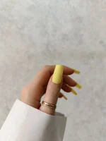 ناخن مصنوعی رنگی ساده راسا رنگ زرد فرم مربع