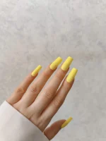 ناخن مصنوعی رنگی ساده راسا رنگ زرد فرم مربع