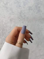 ناخن مصنوعی رنگی ساده راسا رنگ یاسی طوسی فرم مربع