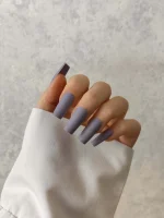 ناخن مصنوعی رنگی ساده راسا رنگ یاسی طوسی فرم مربع