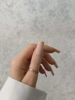 ناخن مصنوعی رنگی ساده راسا رنگ کرمی هلویی نود فرم مربع