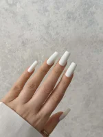 ناخن مصنوعی رنگی ساده راسا رنگ سفید فرم مربع