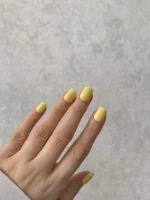 ناخن مصنوعی رنگی ساده راسا رنگ زرد فرم مربع گرد کوتاه