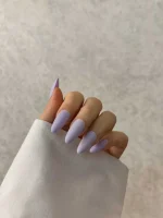 ناخن مصنوعی رنگی ساده راسا رنگ یاسی فرم بادامی مات