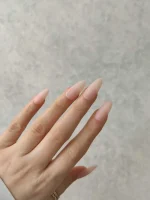 ناخن مصنوعی رنگی ساده راسا رنگ صورتی بیس فرم بادامی مات