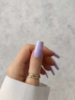 ناخن مصنوعی رنگی ساده راسا رنگ یاسی فرم مربع براق