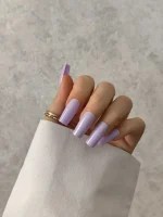 ناخن مصنوعی رنگی ساده راسا رنگ یاسی فرم مربع براق