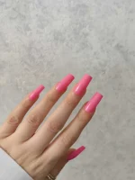 ناخن مصنوعی رنگی ساده راسا رنگ صورتی پاستیلی فرم مربع براق